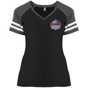 Silver Nationals 2014 Ladies' Game V-Neck T-Shirt Chest and Full Back