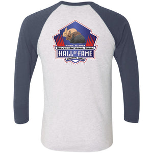 Silver Nationals 2024 Tri-Blend 3/4 Sleeve Raglan T-Shirt Chest and Full Back Design