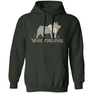 Merry Christmas Swine Grey & Gold Adult Hoodie