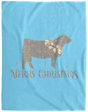 Merry Christmas Beef Grey & Gold Cozy Plush Fleece Blanket - 60x80