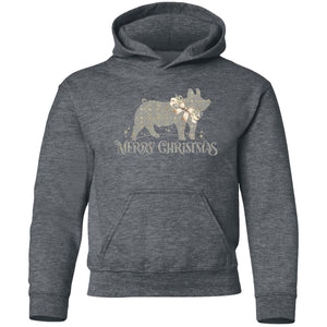 Merry Christmas Swine Grey & Gold Youth Hoodie