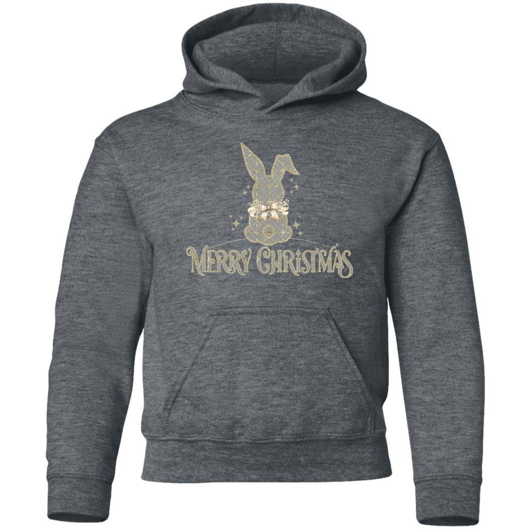 Merry Christmas Rabbit Grey & Gold Youth Hoodie