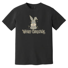 Merry Christmas Rabbit Grey & Gold Adult Comfort Color T-shirt