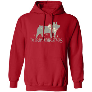 Merry Christmas Swine Grey & Gold Adult Hoodie