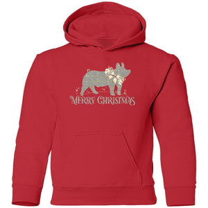 Merry Christmas Swine Grey & Gold Youth Hoodie