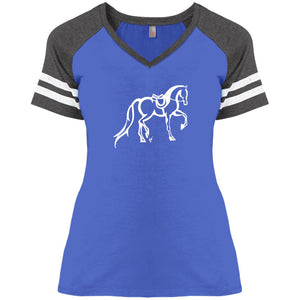 Arabian Hunter White Ink Ladies' Game V-Neck T-Shirt