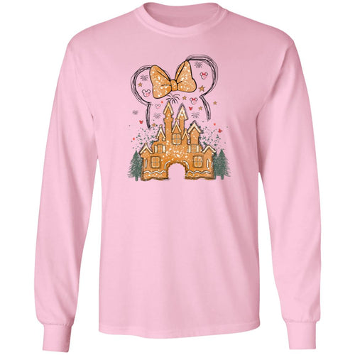 Gingerbread Minnie and Castle Adult  LS T-Shirt