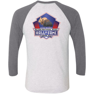 Silver Nationals 2024 Tri-Blend 3/4 Sleeve Raglan T-Shirt Chest and Full Back Design