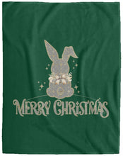 Merry Christmas Rabbit Grey & Gold Cozy Plush Fleece Blanket - 60x80