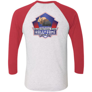 Silver Nationals 2024 Tri-Blend 3/4 Sleeve Raglan T-Shirt Chest and Full Back Design