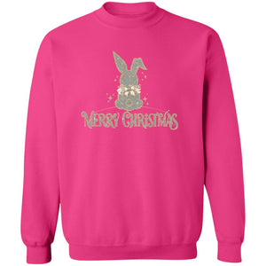 Merry Christmas Rabbit Grey & Gold Adult Crewneck