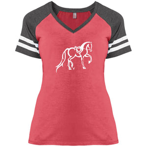 Arabian Hunter White Ink Ladies' Game V-Neck T-Shirt