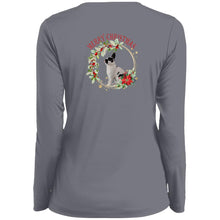 Merry Brit Christmas  Ladies' Moisture-Wicking Long Sleeve V-Neck Tee