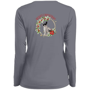 Merry Brit Christmas  Ladies' Moisture-Wicking Long Sleeve V-Neck Tee