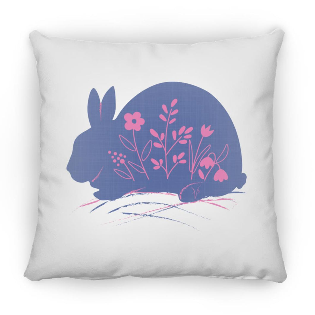 Pink Flowers Rabbit Large Square Pillow