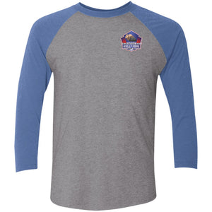 Silver Nationals 2024 Tri-Blend 3/4 Sleeve Raglan T-Shirt Chest and Full Back Design