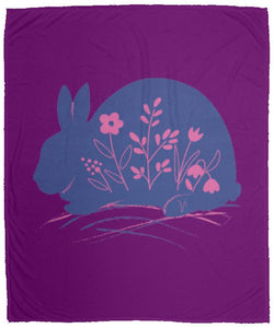 Rabbit & Flowers Cozy Plush Fleece Blanket - 50x60