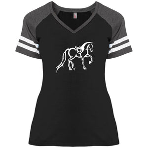 Arabian Hunter White Ink Ladies' Game V-Neck T-Shirt