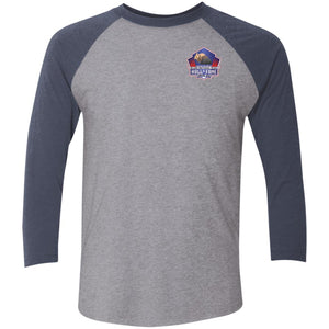 Silver Nationals 2024 Tri-Blend 3/4 Sleeve Raglan T-Shirt Chest and Full Back Design