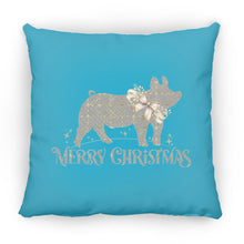 Merry Christmas Swine Grey & Gold Large Square Pillow