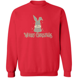 Merry Christmas Rabbit Grey & Gold Adult Crewneck