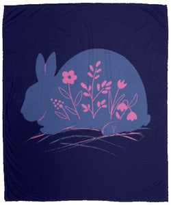 Rabbit & Flowers Cozy Plush Fleece Blanket - 50x60