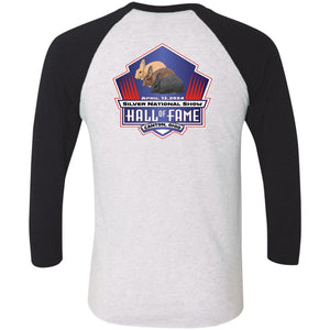 Silver Nationals 2024 Tri-Blend 3/4 Sleeve Raglan T-Shirt Chest and Full Back Design