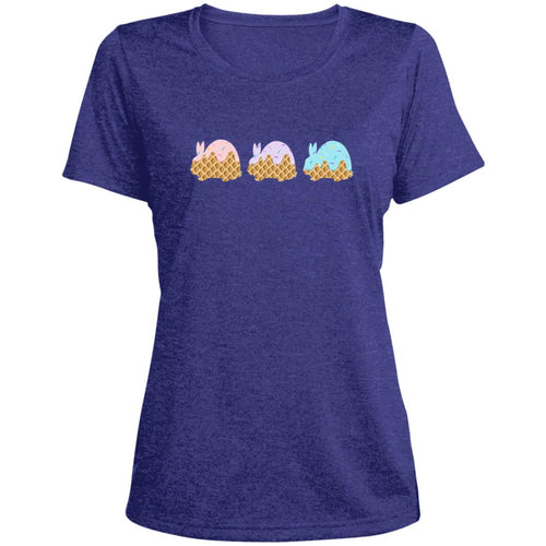 3 Scoops of Rabbit Ladies' Heather Scoop Neck Performance Tee