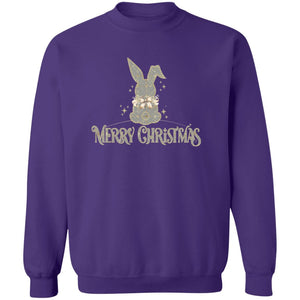 Merry Christmas Rabbit Grey & Gold Adult Crewneck