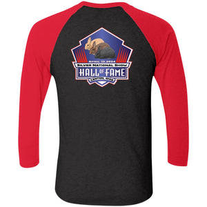 Silver Nationals 2024 Tri-Blend 3/4 Sleeve Raglan T-Shirt Chest and Full Back Design