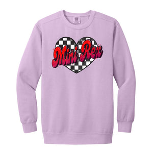 Mini Rex Grunge Checkered Heart Adult Comfort Color Crewneck