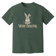 Merry Christmas Rabbit Grey & Gold Adult Comfort Color T-shirt