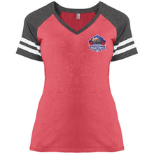 Silver Nationals 2014 Ladies' Game V-Neck T-Shirt Chest and Full Back
