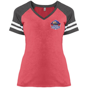 Silver Nationals 2014 Ladies' Game V-Neck T-Shirt Chest and Full Back