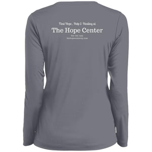 The Hope Center Ladies' Moisture-Wicking Long Sleeve V-Neck Tee