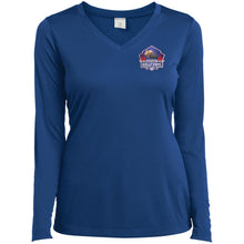 Silver Nationals 2024  Ladies’ Long Sleeve Performance V-Neck Tee Chest and Full Back Design