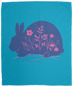 Rabbit & Flowers Cozy Plush Fleece Blanket - 50x60