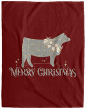 Merry Christmas Beef Grey & Gold Cozy Plush Fleece Blanket - 60x80