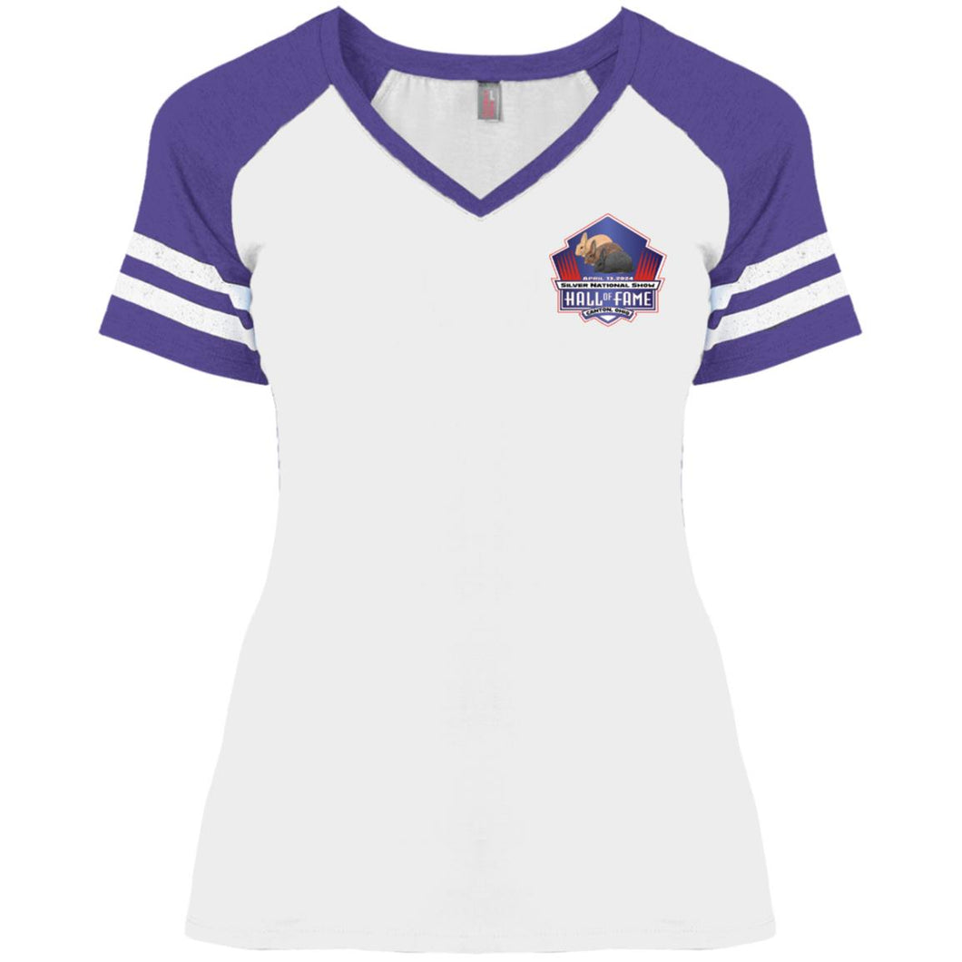 Silver Nationals 2014 Ladies' Game V-Neck T-Shirt Chest and Full Back