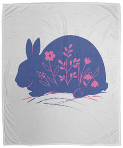 Rabbit & Flowers Cozy Plush Fleece Blanket - 50x60