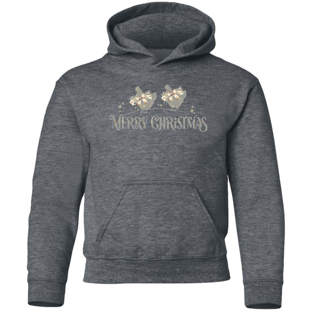 Merry Christmas Chickens Grey & Gold Youth Hoodie