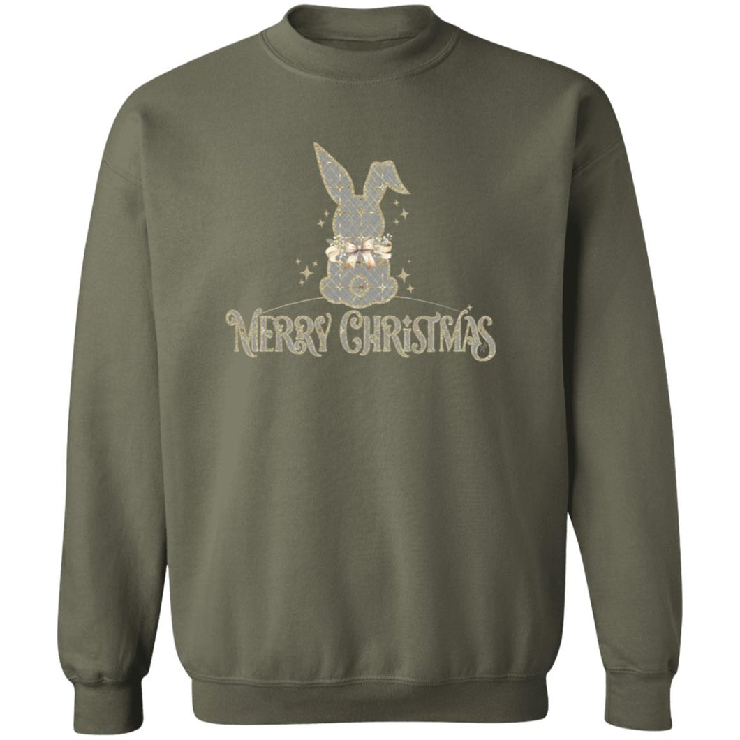 Merry Christmas Rabbit Grey & Gold Adult Crewneck