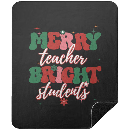 Merry Teacher Premium Black Sherpa Blanket 50x60