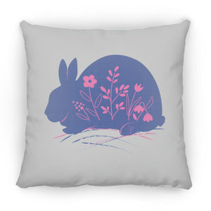 Pink Flowers Rabbit Large Square Pillow