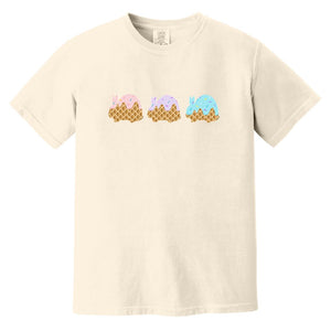 3 Scoops of Rabbit Adult Garment-Dyed T-Shirt