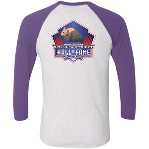 Silver Nationals 2024 Tri-Blend 3/4 Sleeve Raglan T-Shirt Chest and Full Back Design