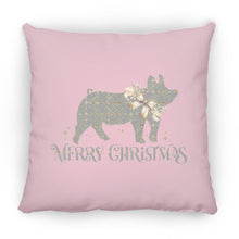 Merry Christmas Swine Grey & Gold Large Square Pillow