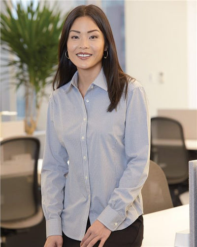 Women's Gingham Check Long Sleeve Dress Shirt