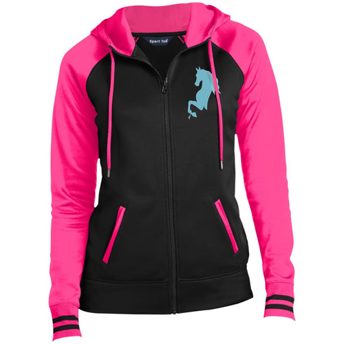 English Pleasure Teal Ladies' Moisture Wick Full-Zip Hooded Jacket