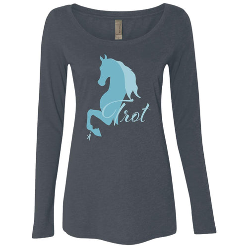 Trot Teal Ladies' Triblend LS Scoop